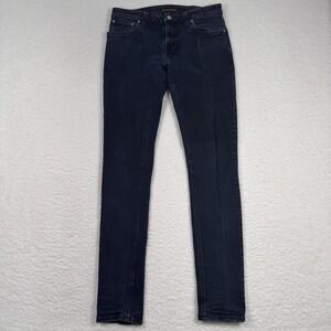 Nudie Jeans Co Skinny Lin Black Black Men's Size 33x34 Fits 31x32 Organic Cotton